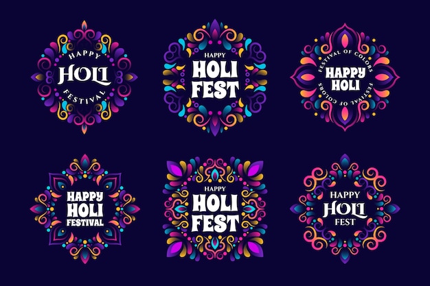 Gradient holi labels collection