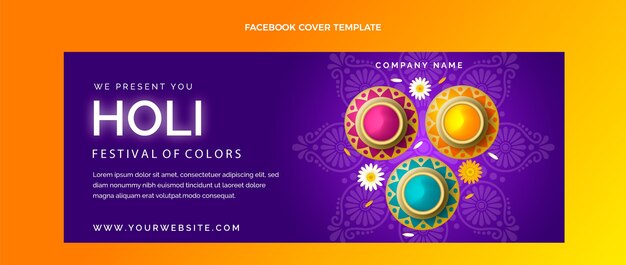 Gradient holi social media cover template