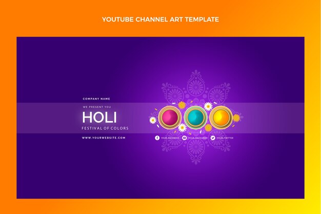 Gradient holi youtube channel art