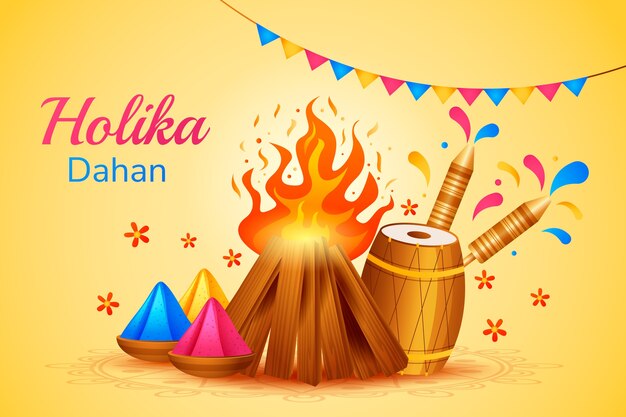 Gradient holika dahan festival celebration illustration