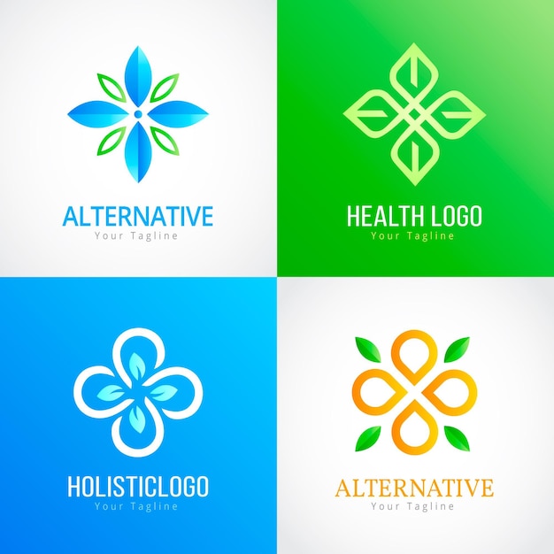 Free Vector gradient holistic logo template collection