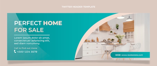 Free Vector gradient home for sale twitter header