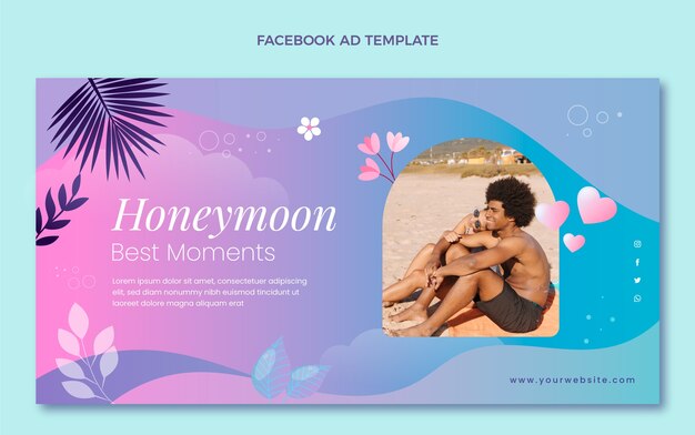 Gradient honeymoon facebook template