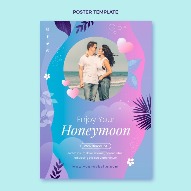 Gradient honeymoon poster template