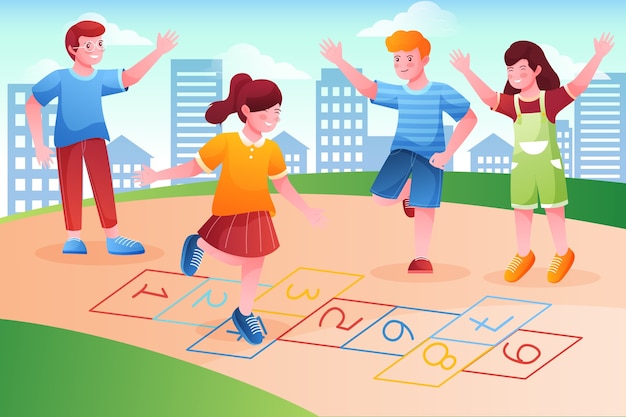 Gradient hopscotch illustration