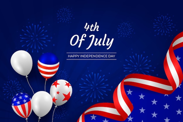 Gradient horizontal banner template for american 4th of july holiday celebration