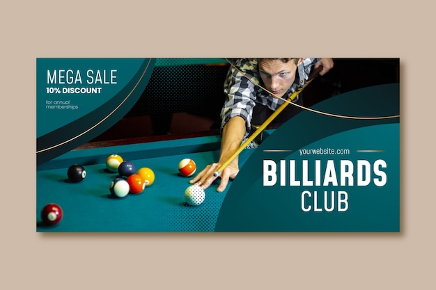 Gradient horizontal banner template for billiards and pool club