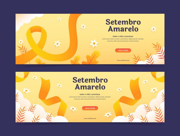 Gradient horizontal banner template for brazilian suicide prevention month awareness