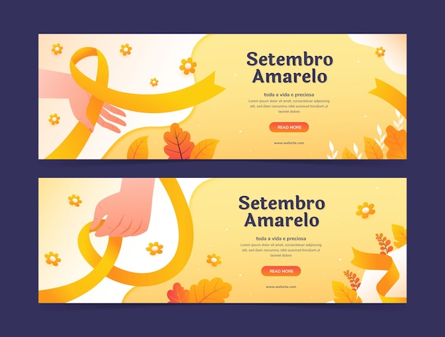 Gradient horizontal banner template for brazilian suicide prevention month awareness