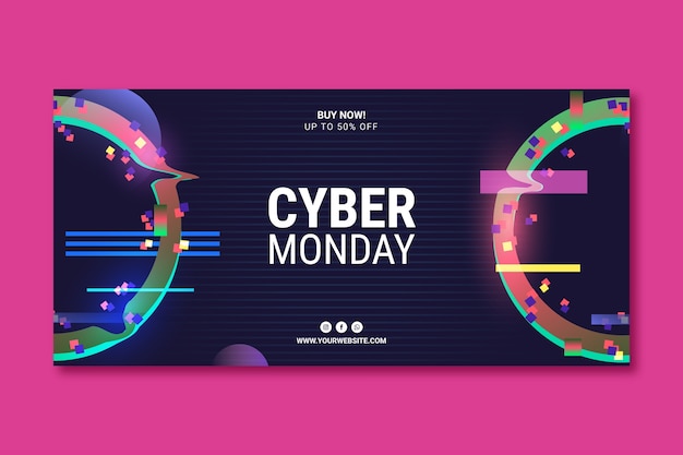 Free Vector gradient horizontal banner template for cyber monday sale