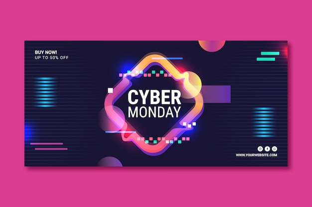 Free Vector gradient horizontal banner template for cyber monday sale