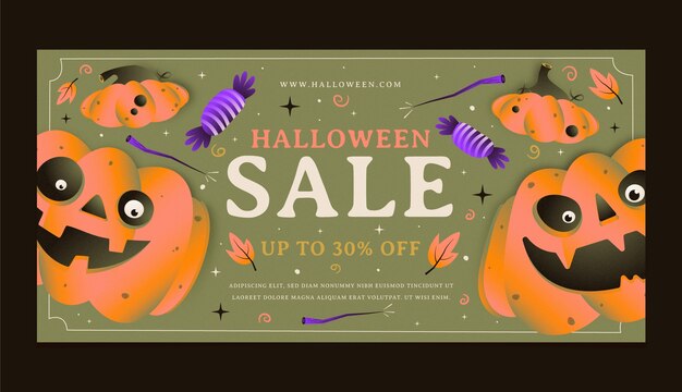 Gradient horizontal banner template for halloween season