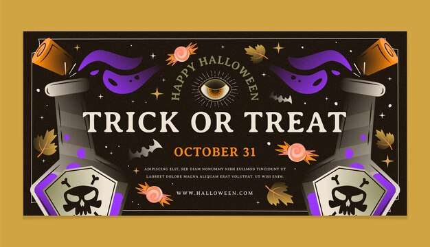 Gradient horizontal banner template for halloween season