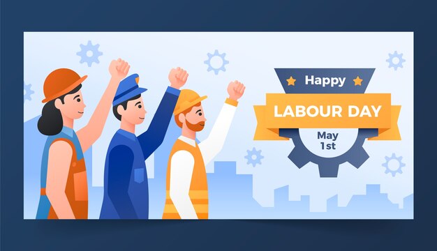 Gradient horizontal banner template for labor day celebration