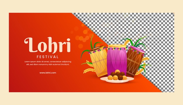 Free Vector gradient horizontal banner template for lohri festival