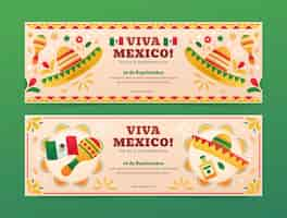 Free vector gradient horizontal banner template for mexico independence day celebration