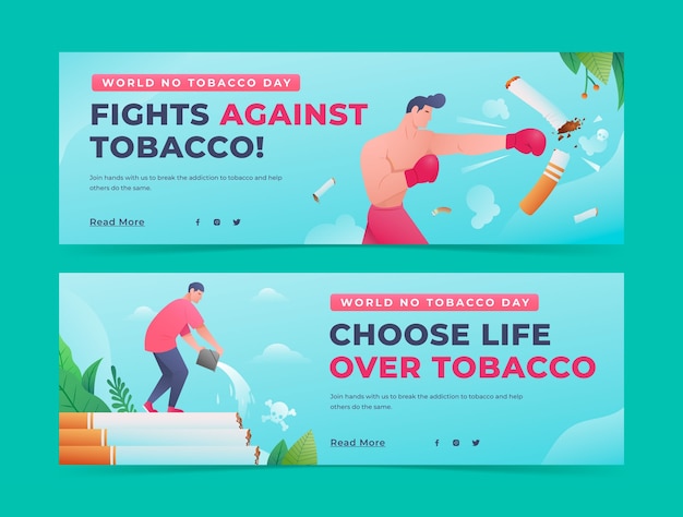 Free Vector gradient horizontal banner template for no tobacco day awareness