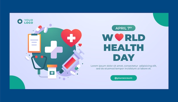 Gradient horizontal banner template for world health day celebration