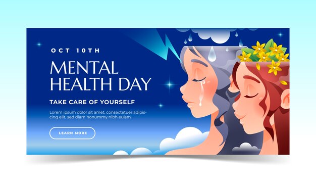 Gradient horizontal banner template for world health day celebration