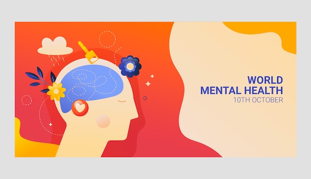 Free Vector gradient horizontal banner template for world mental health day