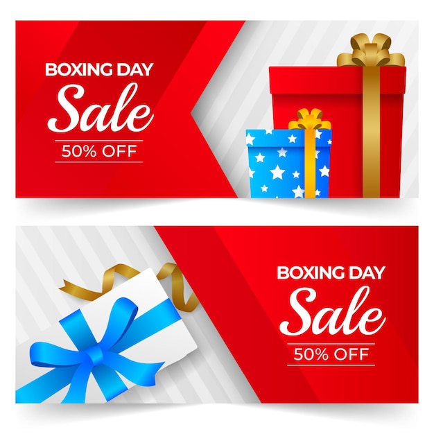 Gradient horizontal boxing day sale banners set