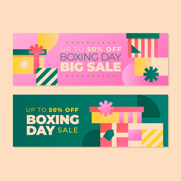 Gradient horizontal boxing day sale banners set