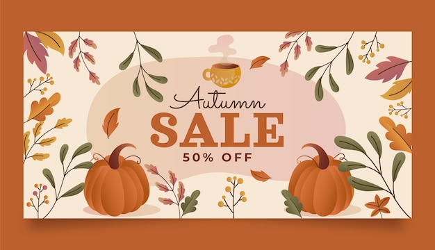 Gradient horizontal sale banner template for autumn celebration