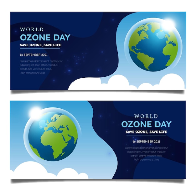 Free Vector gradient horizontal world ozone day banners set