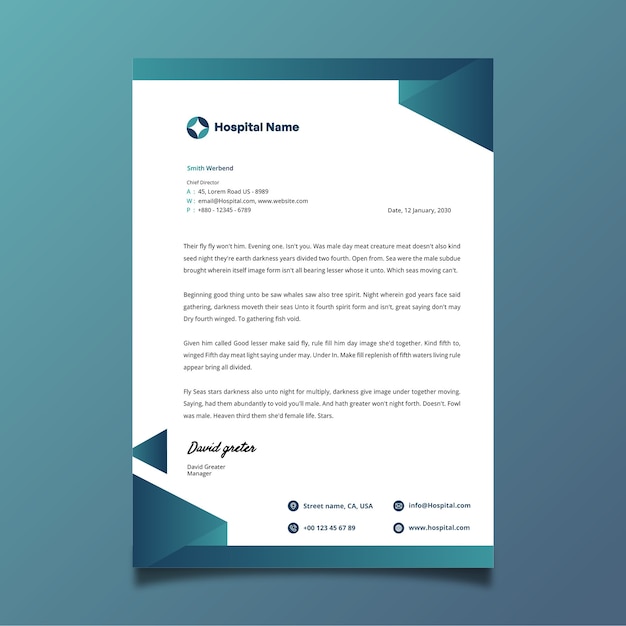 Gradient hospital and healthcare letterhead template