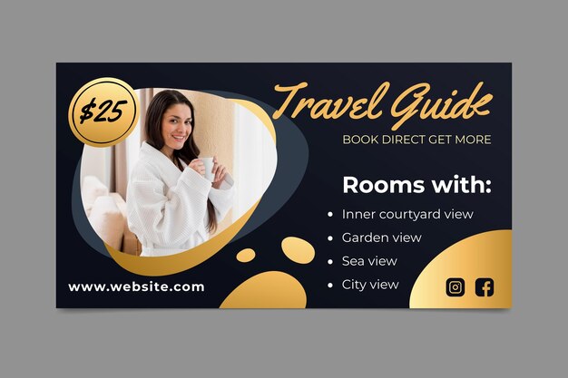 Gradient hotel banner with photo