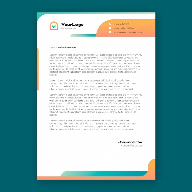 Gradient human resources letter template