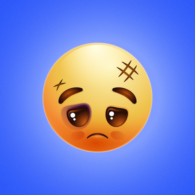 Gradient hurt face emoji illustration