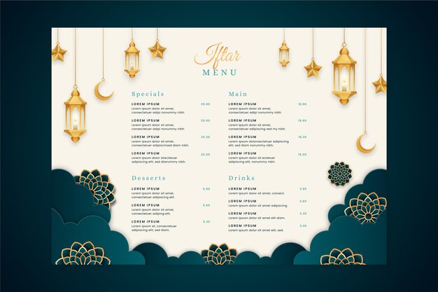 Gradient iftar menu template