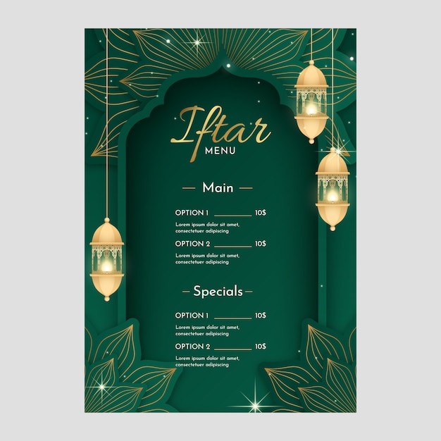 Gradient iftar menu template