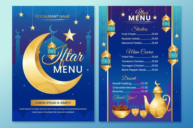 Gradient iftar menu template