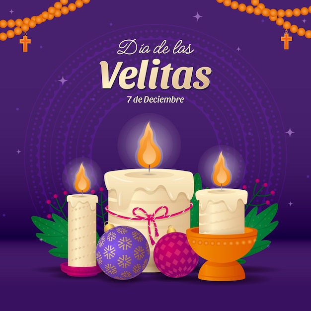 Gradient illustration for dia de las velitas holiday