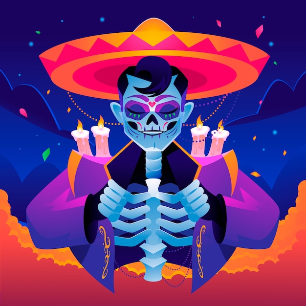 Free Vector gradient illustration for dia de muertos celebration