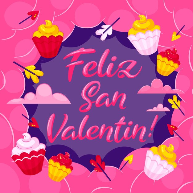 Gradient illustration of happy valentine's day in spanish