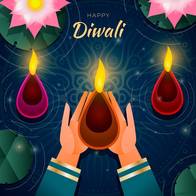 Gradient illustration for hindu diwali festival celebration