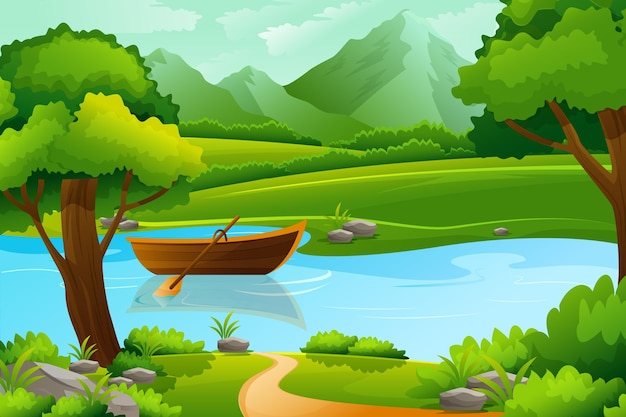 Gradient illustration of lake scenery