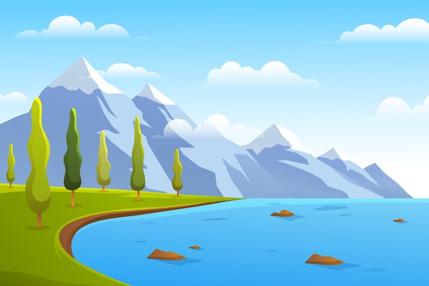 Free Vector gradient illustration of lake scenery