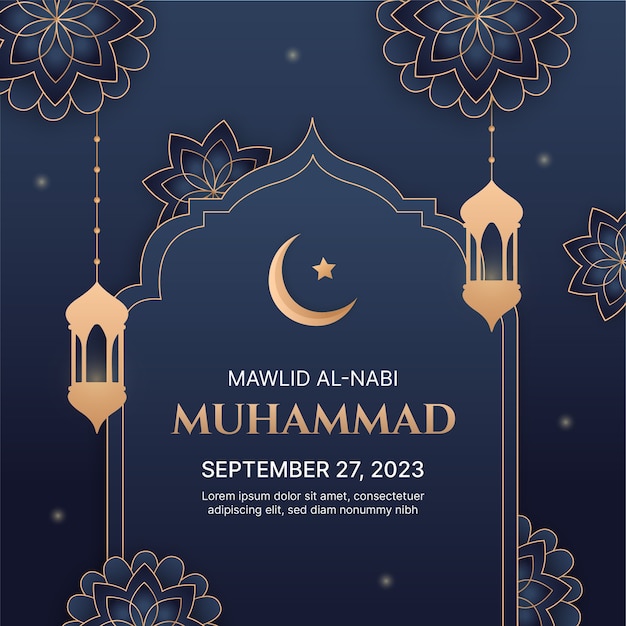 Free Vector gradient illustration for mawlid al-nabi