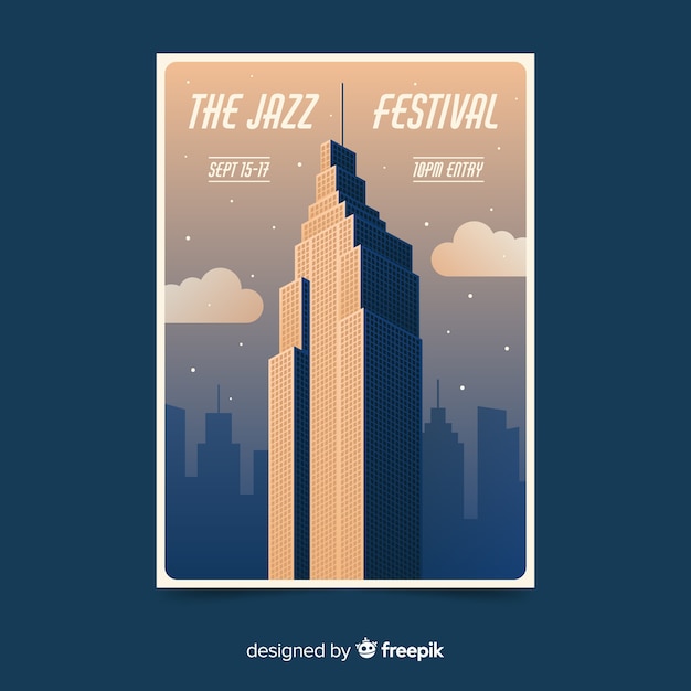 Free vector gradient illustration music festival poster