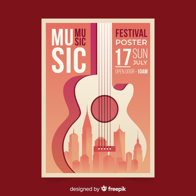 Free Vector gradient illustration music festival poster