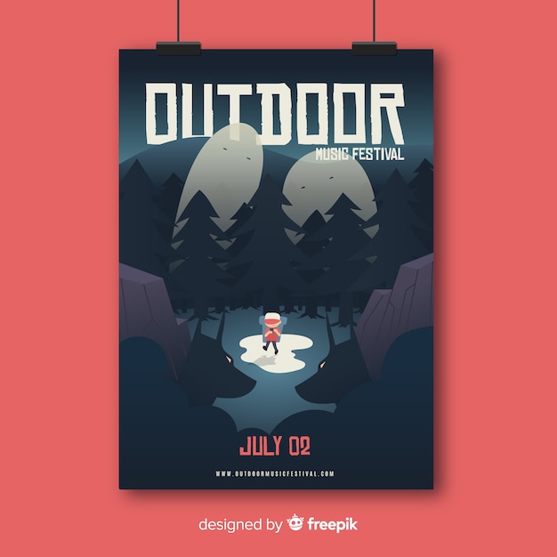 Free Vector gradient illustration music festival poster