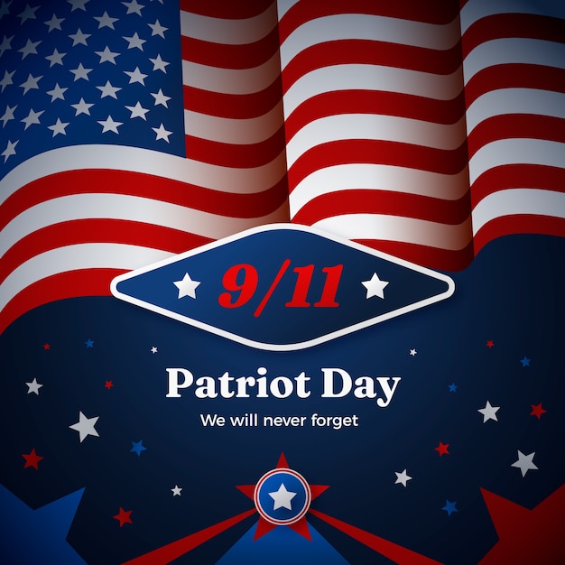 Free vector gradient illustration for september 11 patriot day celebration