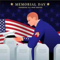 Free vector gradient illustration for usa memorial day celebration