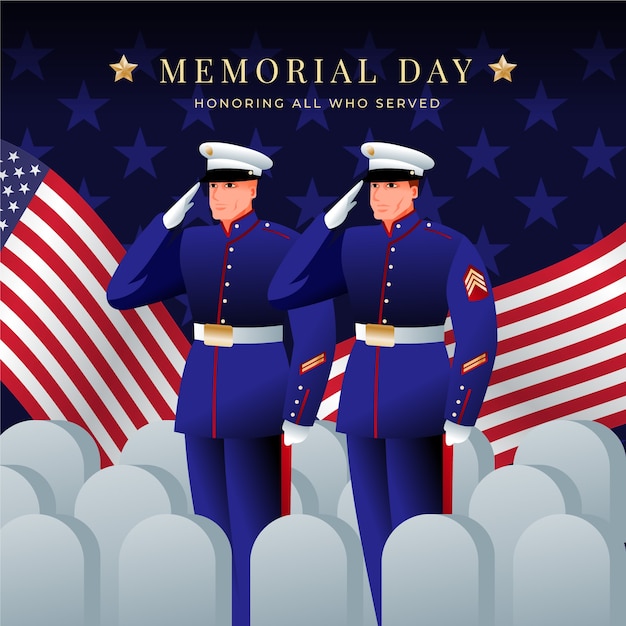 Free vector gradient illustration for usa memorial day celebration