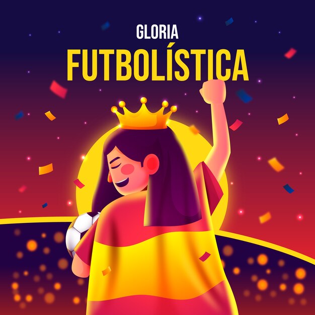 Gradient illustration for women's soccer world cup with woman and spanish flag