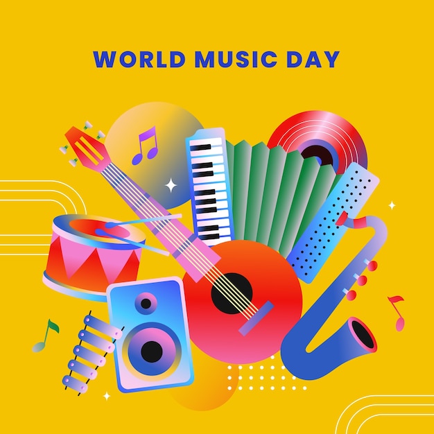 Free Vector gradient illustration for world music day celebration